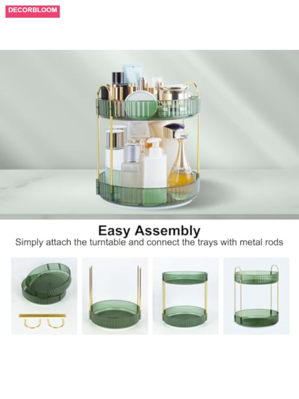 360ยฐ Rotating Makeup Organizer 2 Tier Cosmetic Holder - Picture 6 of 6